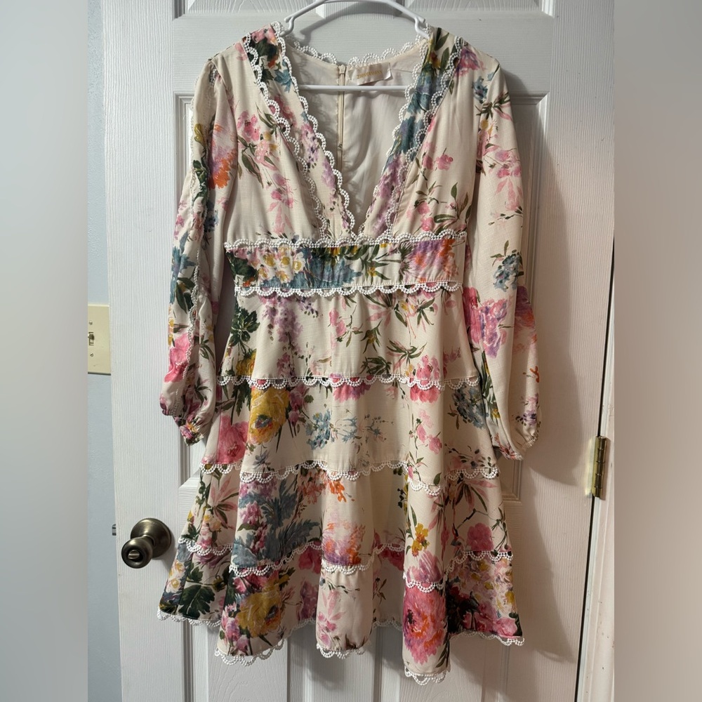 Zimmermann Ivory Lace-Accented Dress